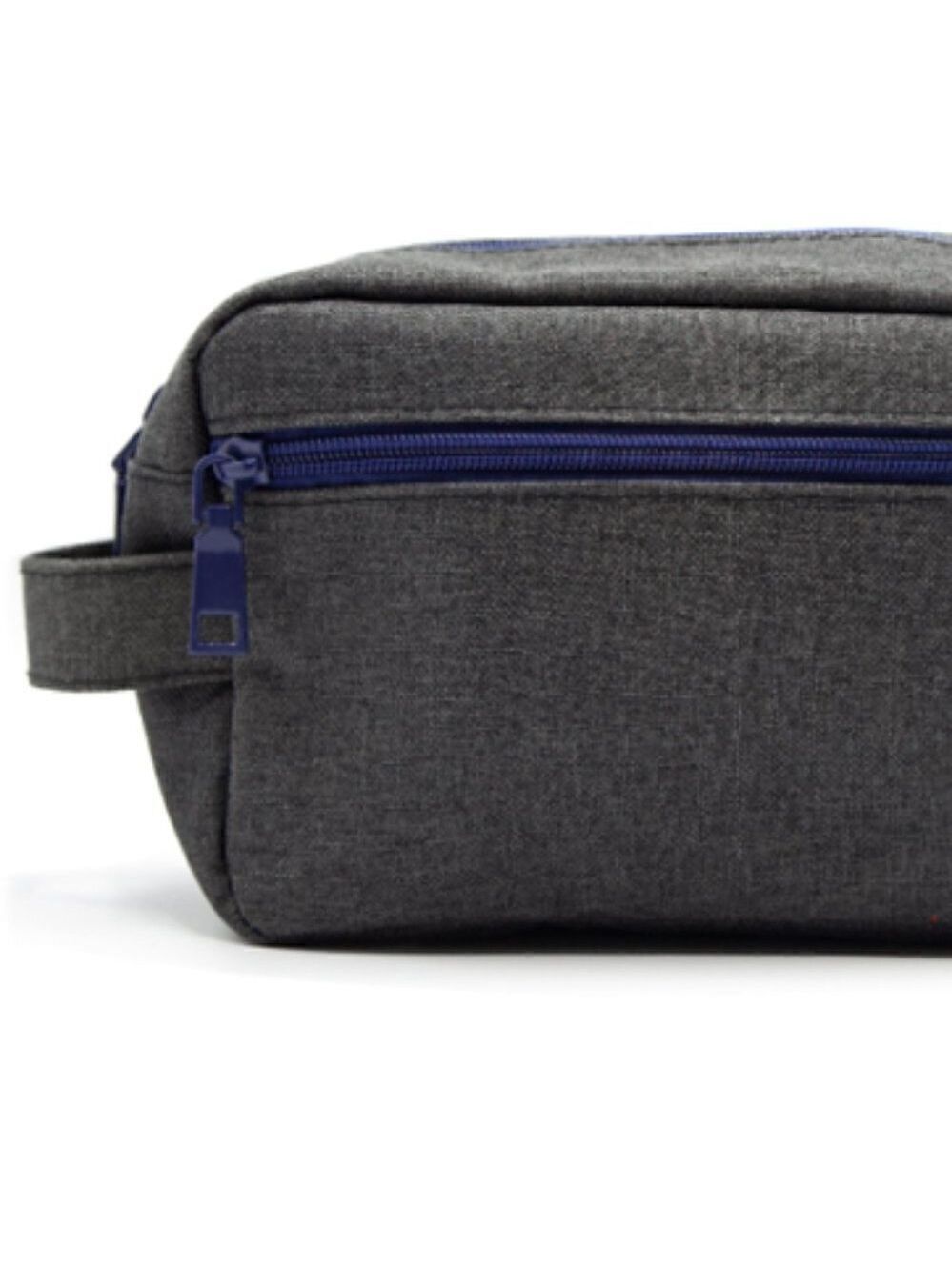 Grey Dopp bag with Blue Zipper